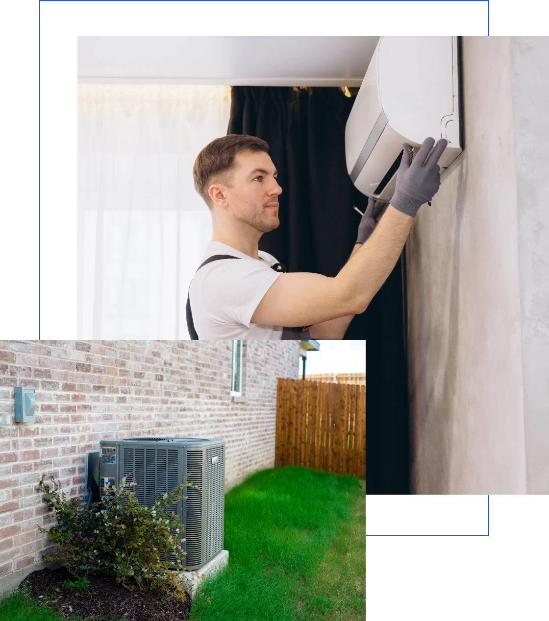 Technician installing indoor AC unit