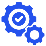 Gear icons on black background
