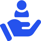 Blue user support symbol